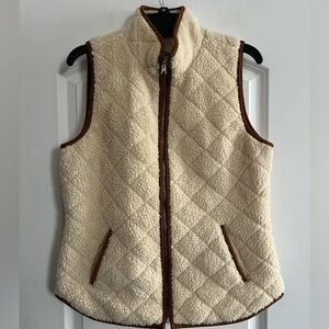 Old Navy Cream and Brown Quilted Sherpa Vest
